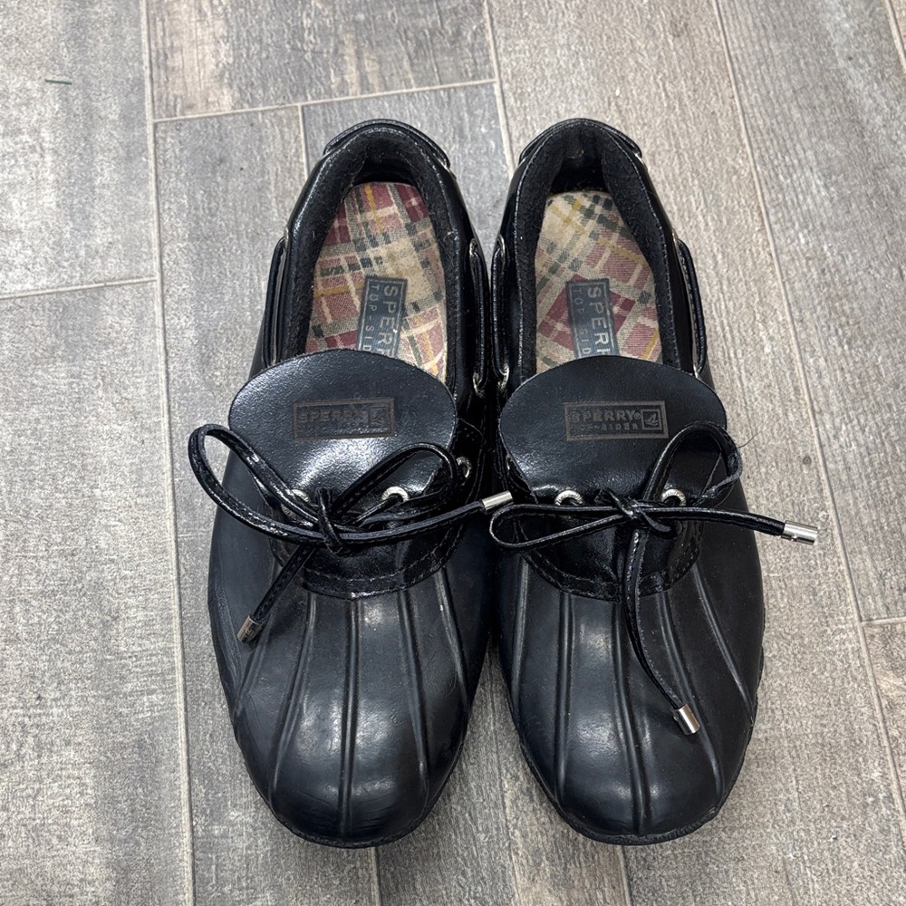 Women’s Sperry Top-Sider Black Rain Duck Rubber Loafer Shoes Size 7‎
